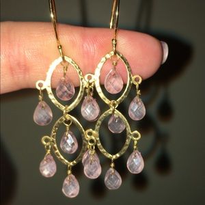 Anthropologie Pink Crystal Earrings